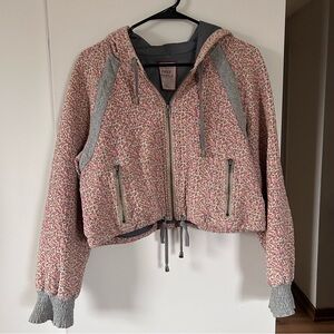 Free People Floral Bomber Jacket in Pink and Gray
